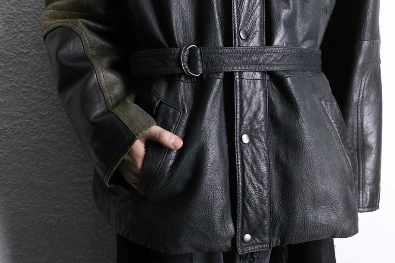 “SAXONY” hush belted leather jacket