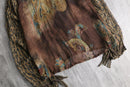 mulch pattern sheer fringe shirt