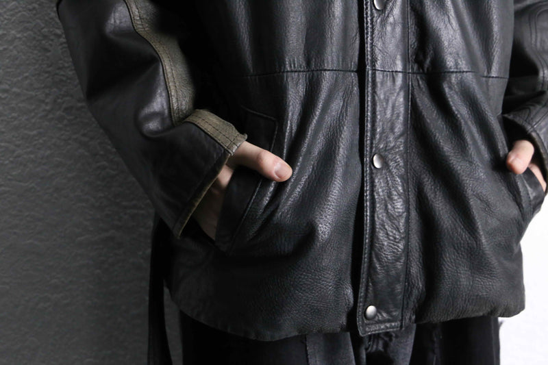 “SAXONY” hush belted leather jacket