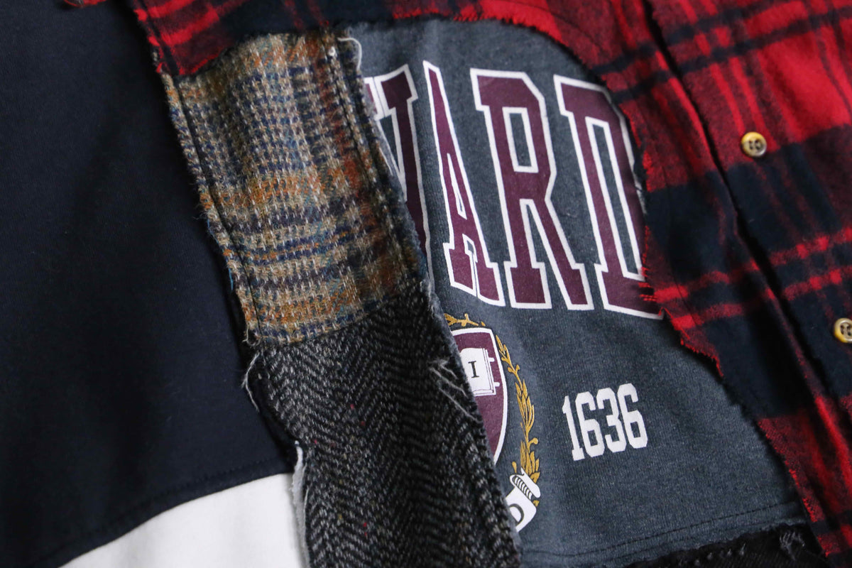 Re:make” check × sweat docking shirt