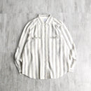 linen poly stripe raglan sleeve shirt