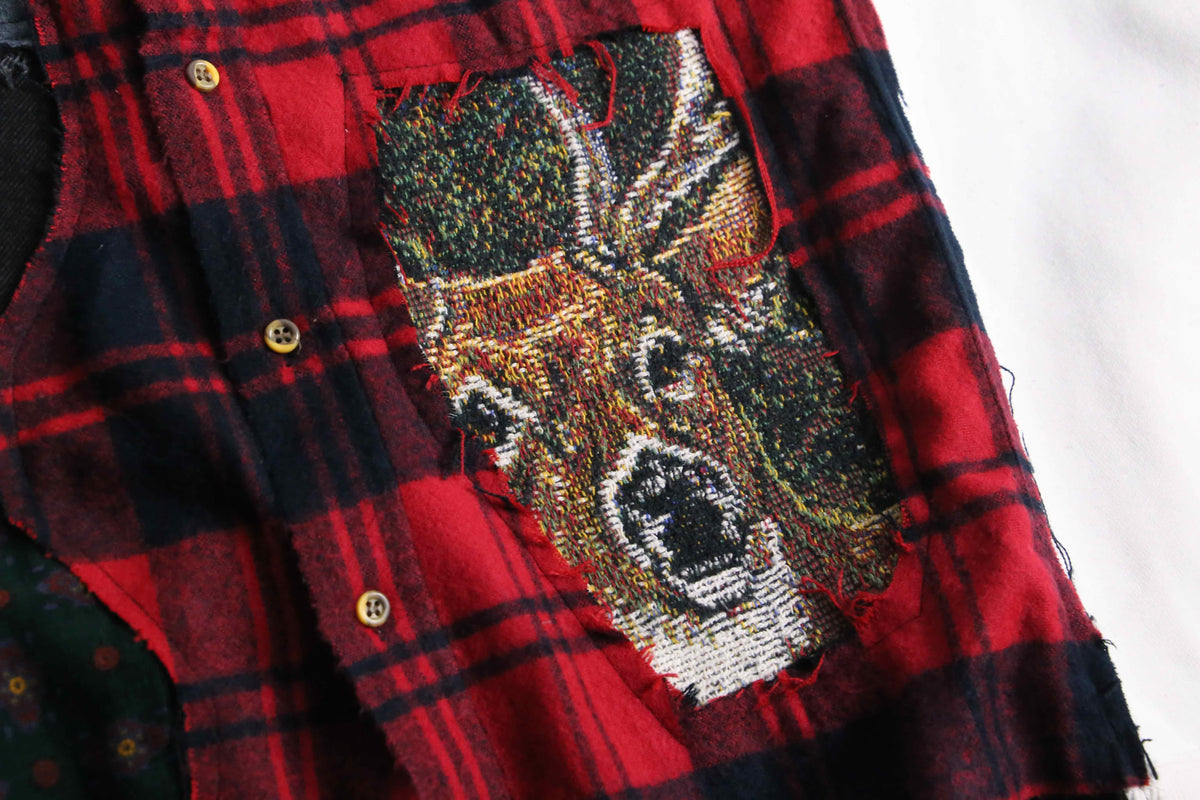 Re:make” check × sweat docking shirt