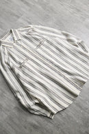 linen poly stripe raglan sleeve shirt