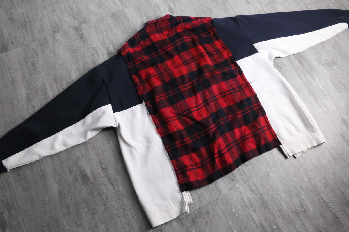 Re:make” check × sweat docking shirt
