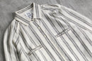 linen poly stripe raglan sleeve shirt