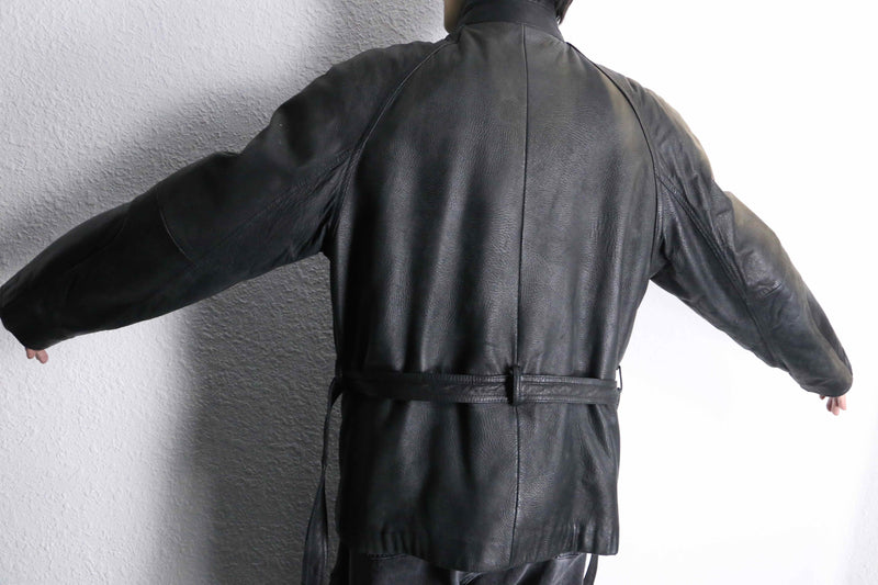 “SAXONY” hush belted leather jacket