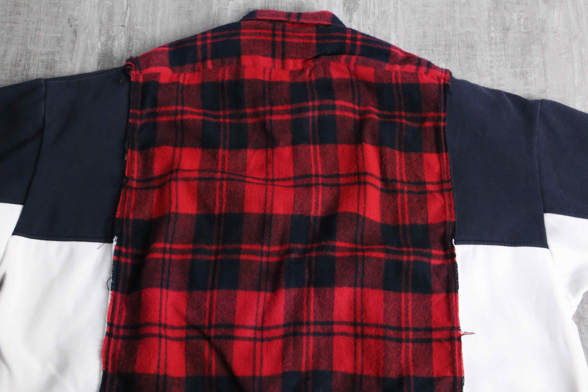 Re:make” check × sweat docking shirt