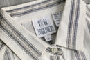 linen poly stripe raglan sleeve shirt