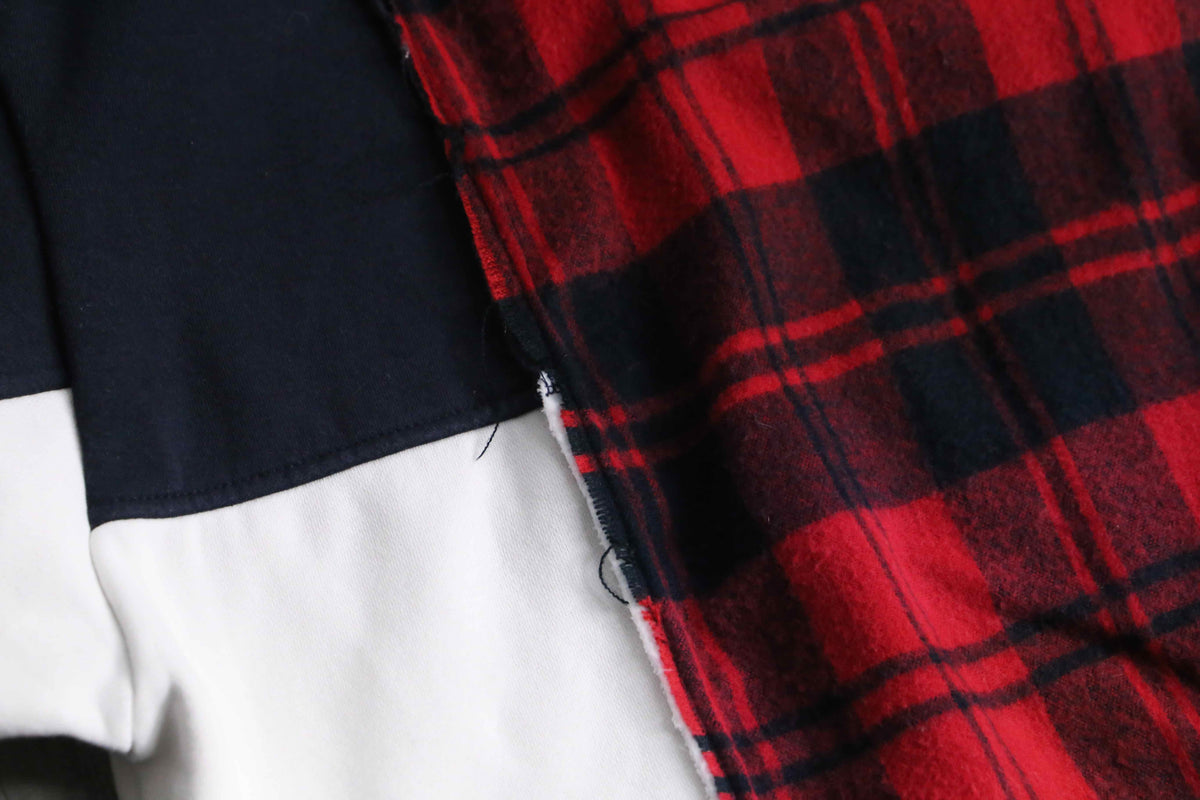 Re:make” check × sweat docking shirt