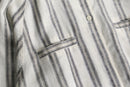 linen poly stripe raglan sleeve shirt