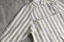 linen poly stripe raglan sleeve shirt