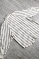 linen poly stripe raglan sleeve shirt