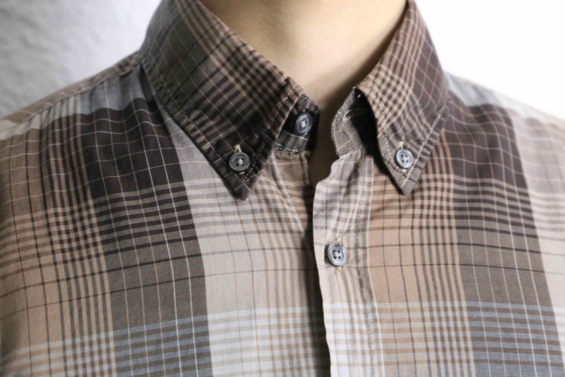 “BOSS HUGO BOSS” check pattern button down shirt