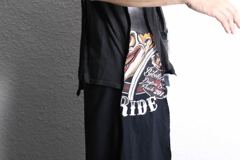 "Re:make" leather docking stitch Tee