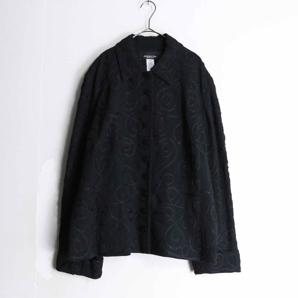 black color bijou & embroidery design jacket