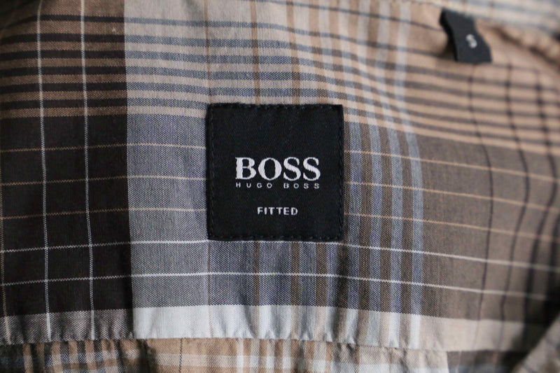 “BOSS HUGO BOSS” check pattern button down shirt