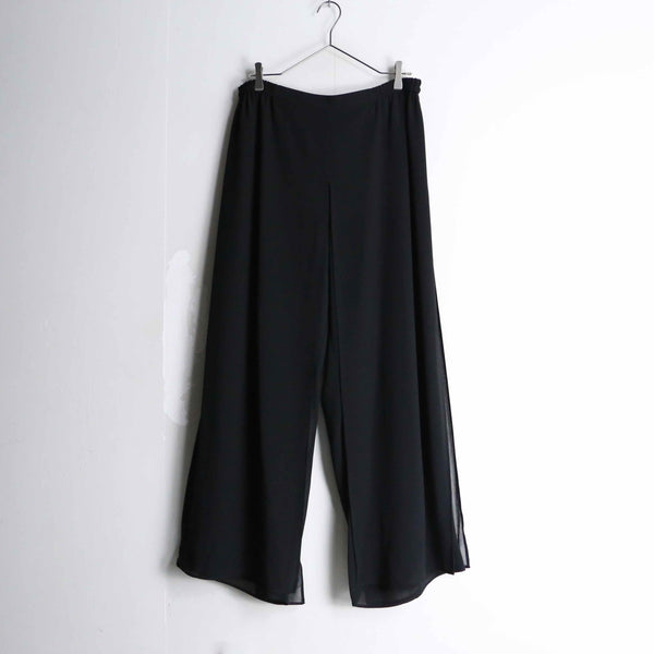 black wrap pattern sheer easy pants