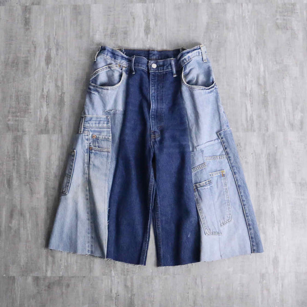''Re:make''multicolored denim shorts