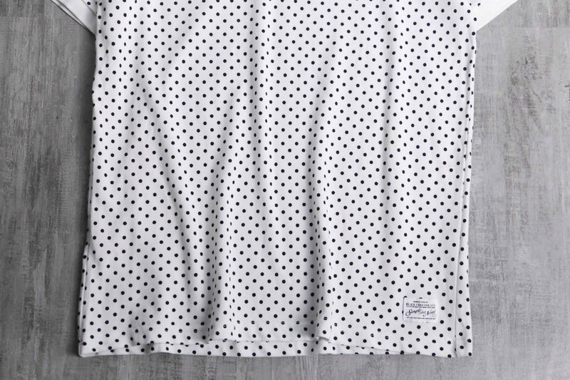 black×white dot pattern polo shirt