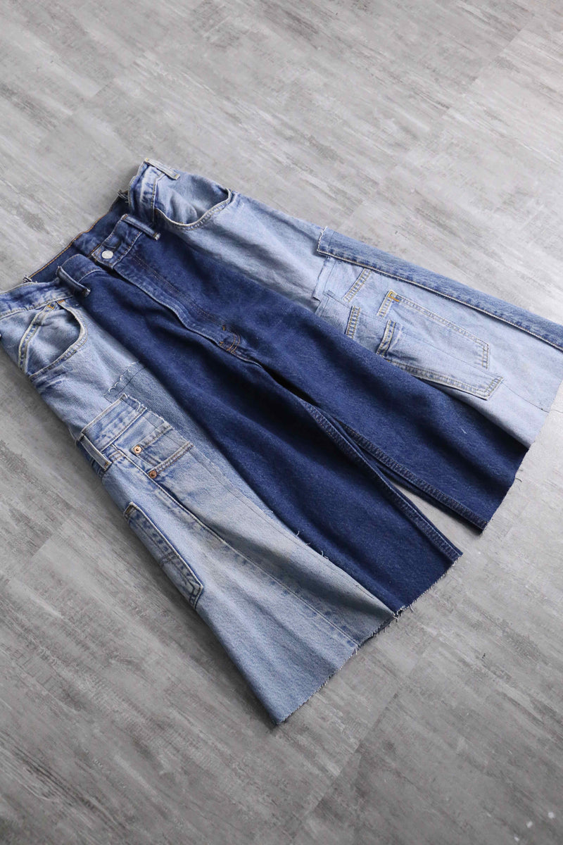 ''Re:make''multicolored denim shorts