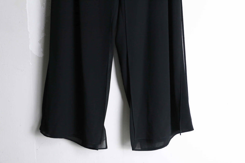 black wrap pattern sheer easy pants