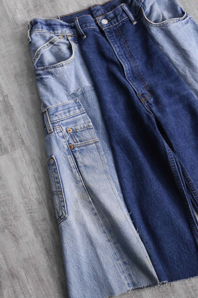 ''Re:make''multicolored denim shorts