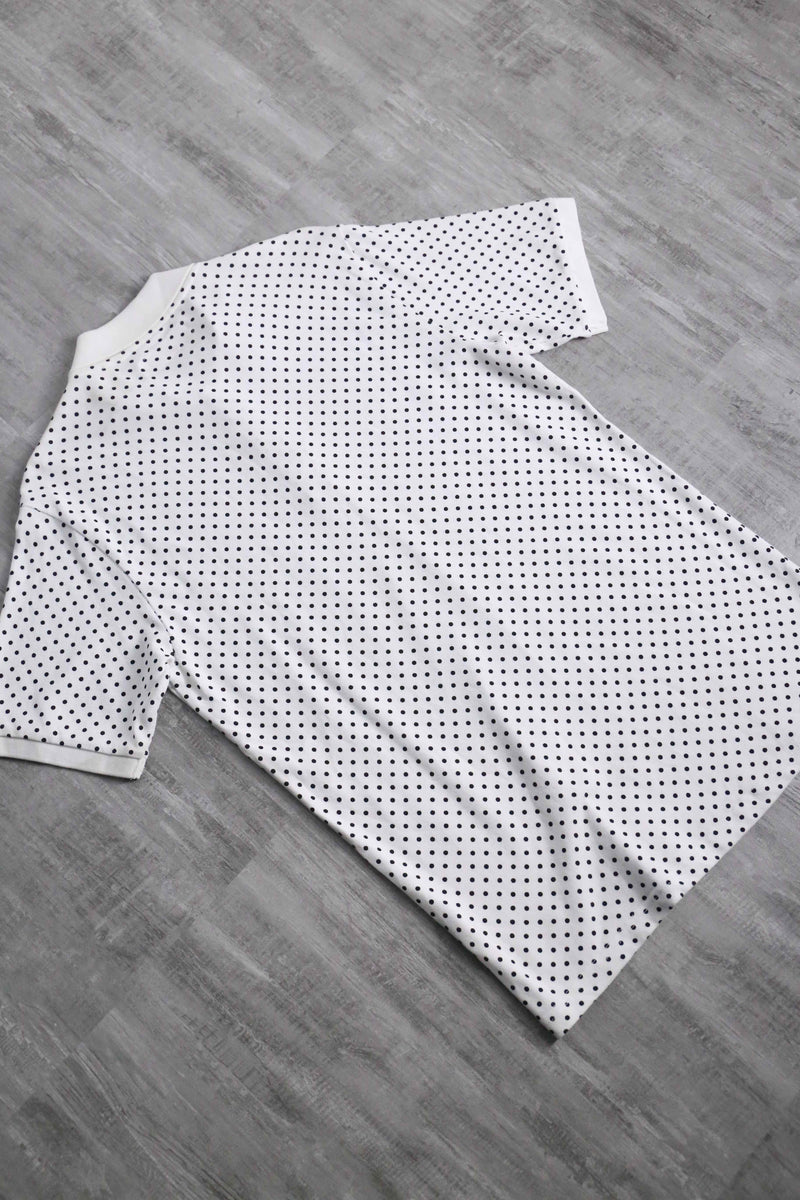 black×white dot pattern polo shirt