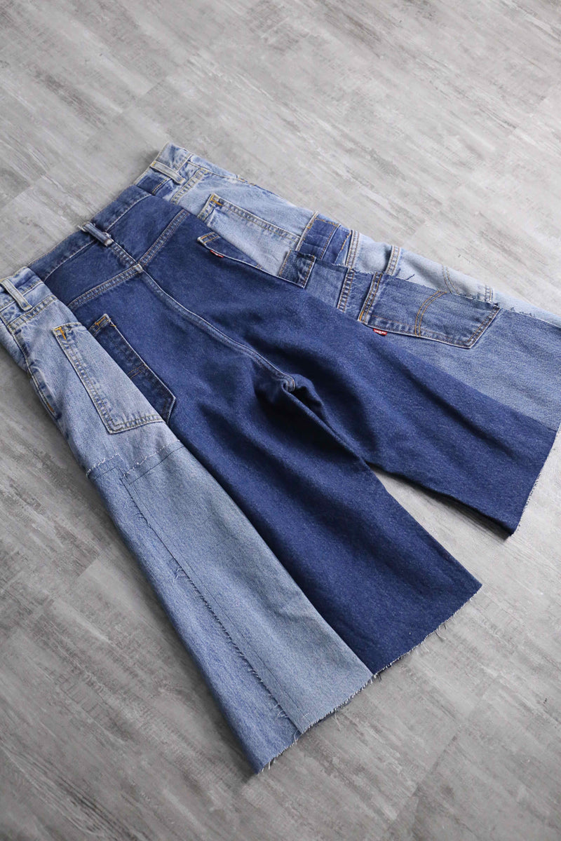 ''Re:make''multicolored denim shorts