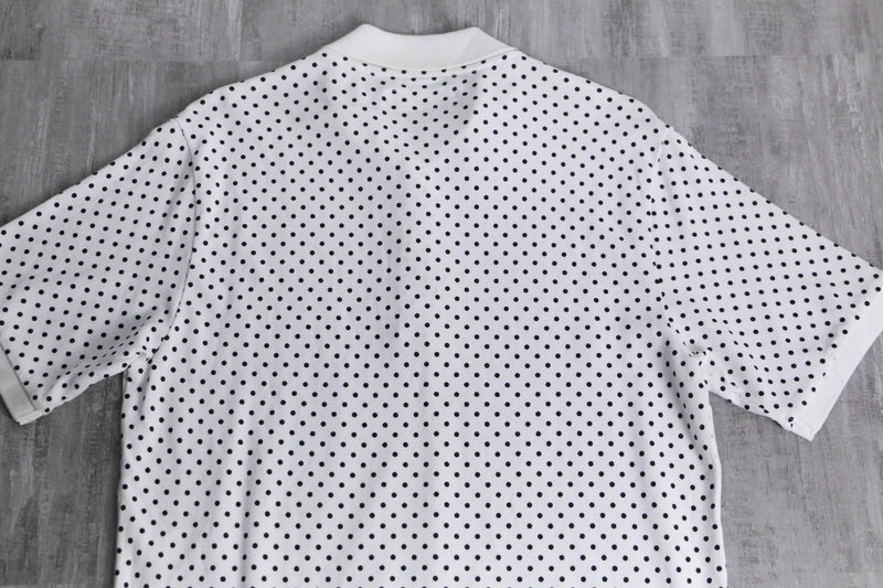black×white dot pattern polo shirt