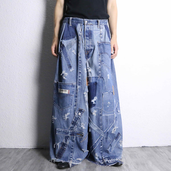 "Re:make" extra wide buggy denim pants