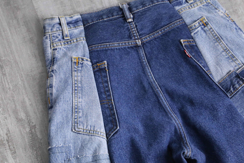 ''Re:make''multicolored denim shorts