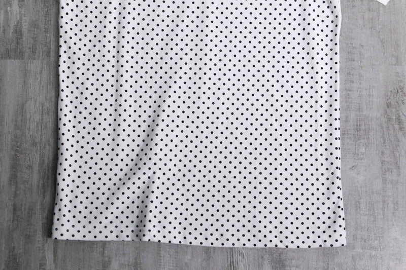 black×white dot pattern polo shirt