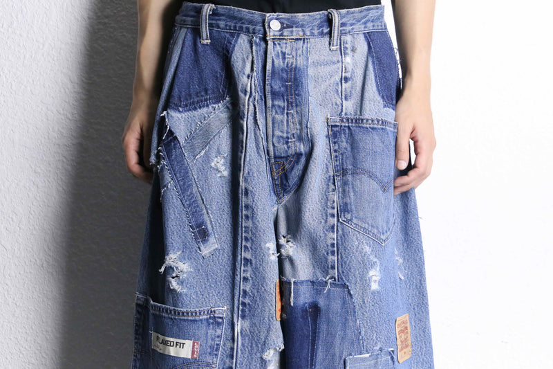 "Re:make" extra wide buggy denim pants