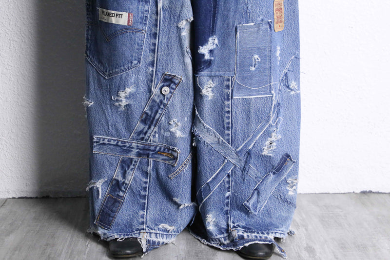 "Re:make" extra wide buggy denim pants