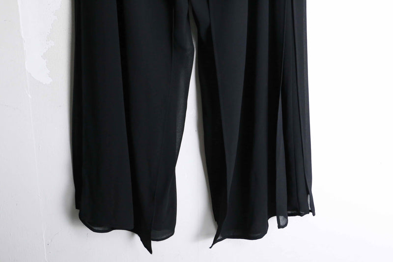 black wrap pattern sheer easy pants