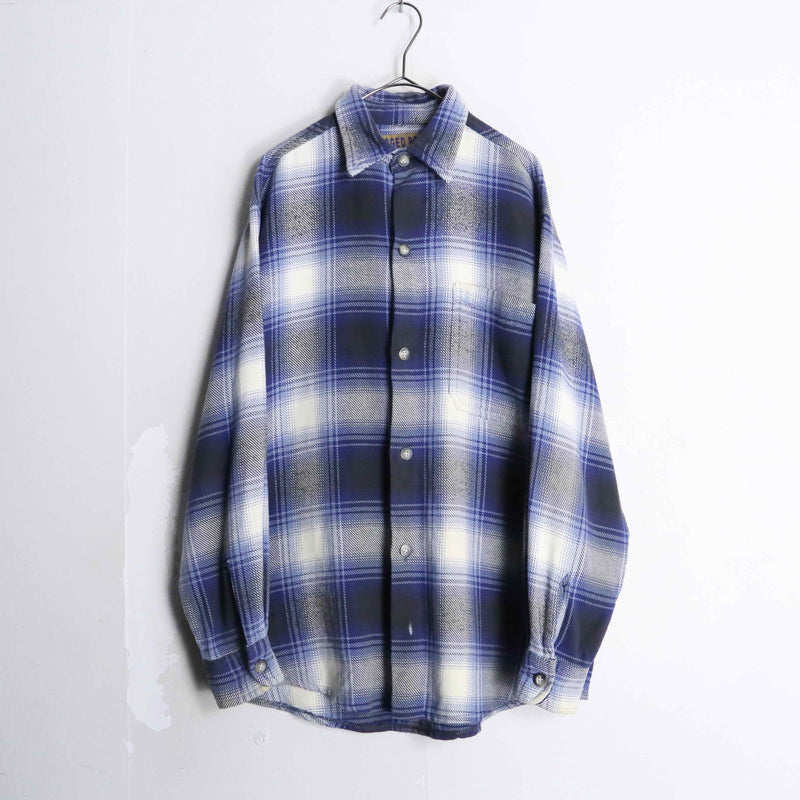 blue black ombre check flannel shirt