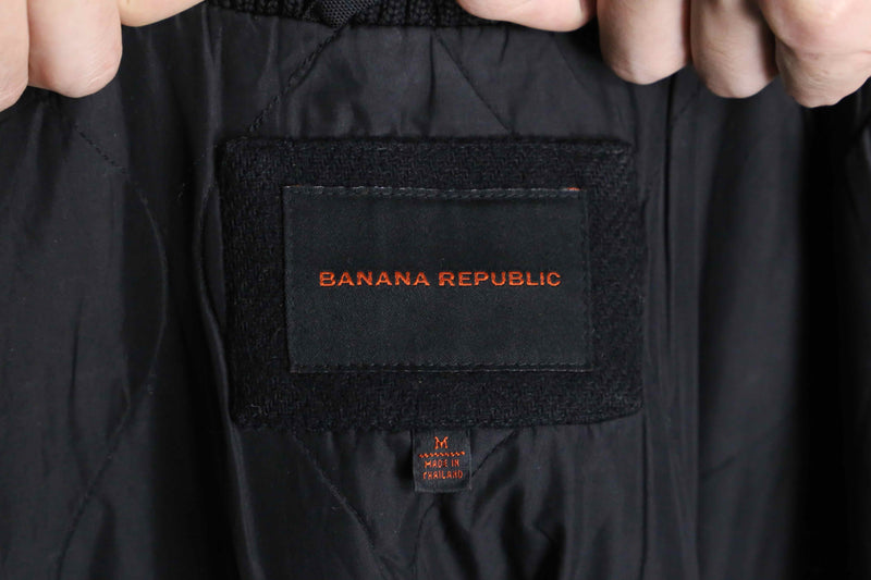 2000's BANANA REPUBLIC melton wool stand collar double zip jacket