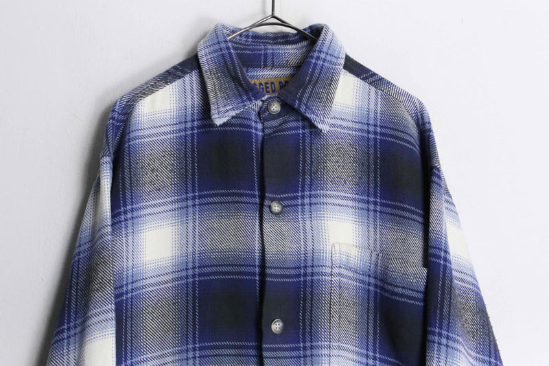 blue black ombre check flannel shirt