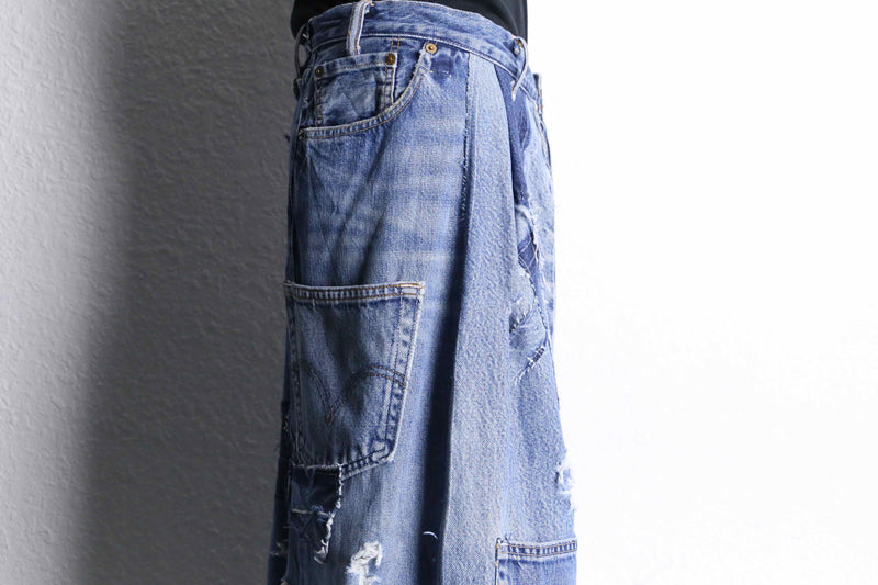 "Re:make" extra wide buggy denim pants