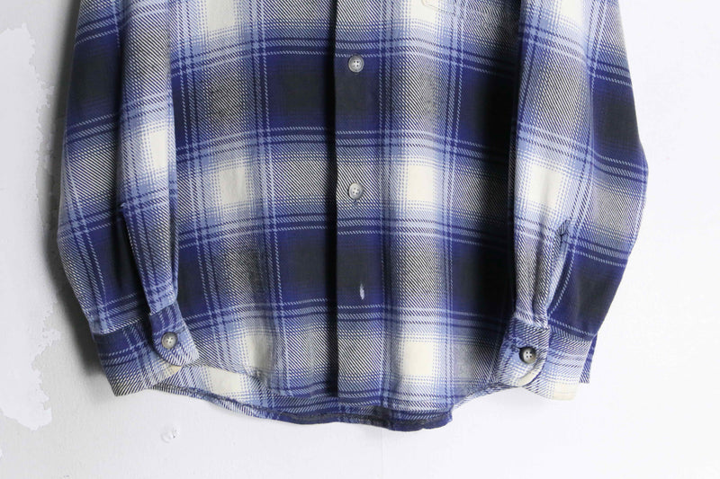 blue black ombre check flannel shirt