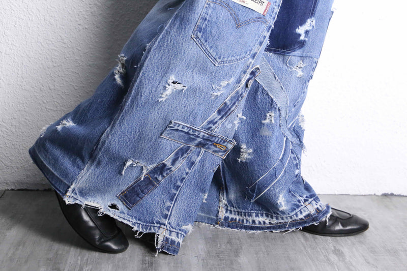 "Re:make" extra wide buggy denim pants