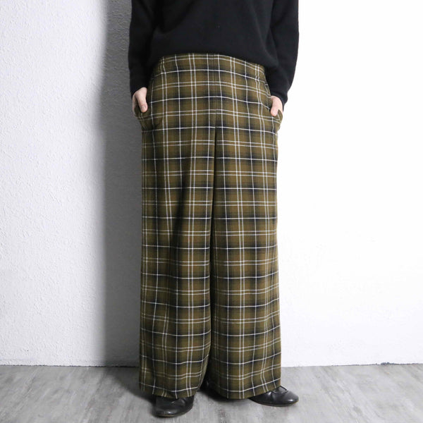brown check wide easy pants
