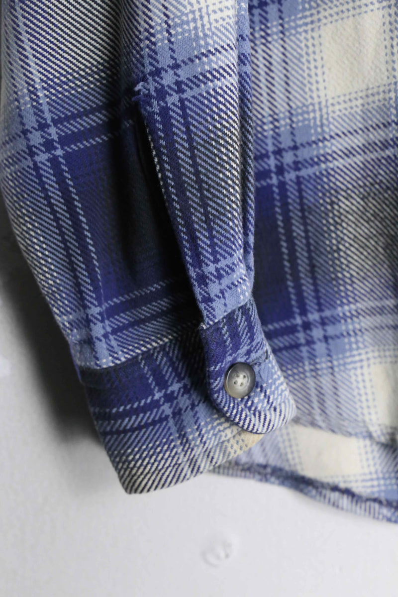 blue black ombre check flannel shirt