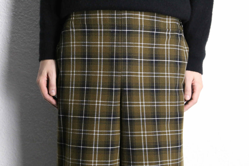 brown check wide easy pants