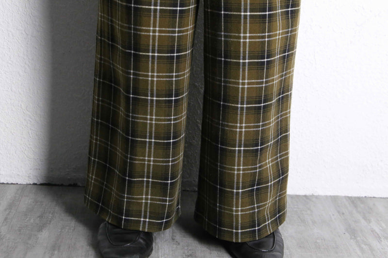 brown check wide easy pants