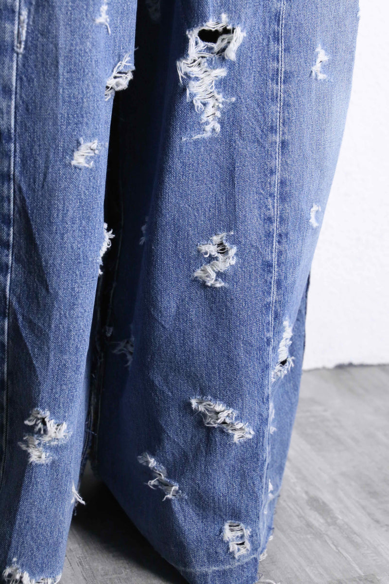 "Re:make" extra wide buggy denim pants