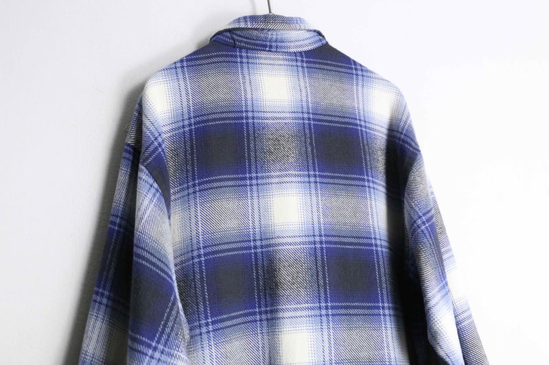 blue black ombre check flannel shirt