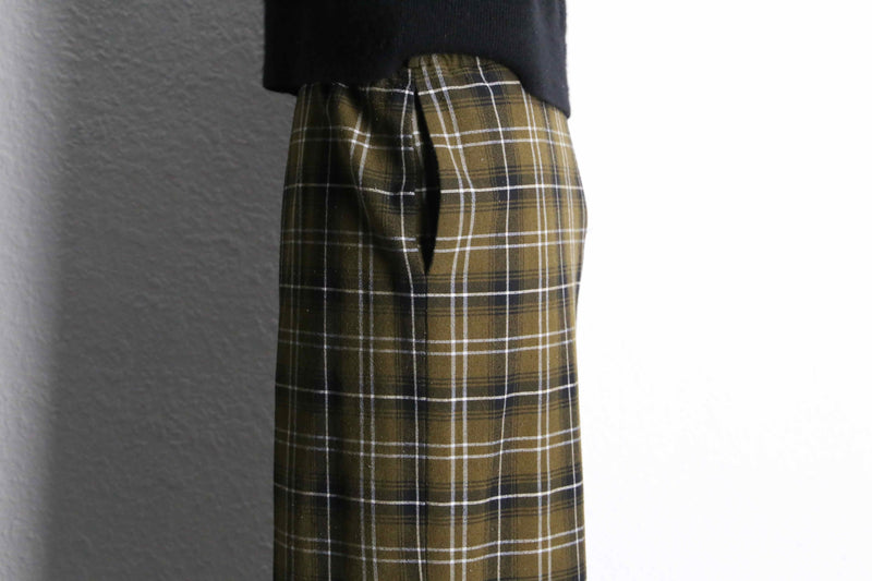 brown check wide easy pants