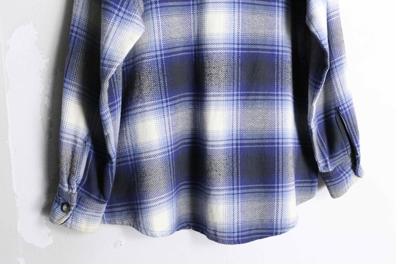 blue black ombre check flannel shirt