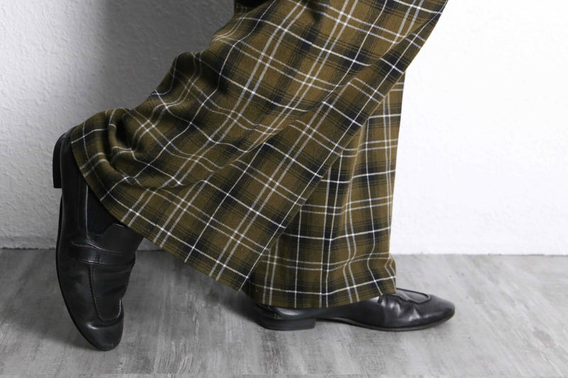 brown check wide easy pants
